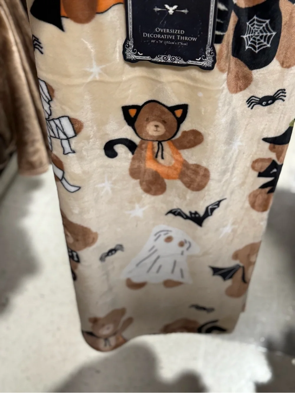 Halloween Bear Oversized Decorative Throw - Tan, Black, Orange, White